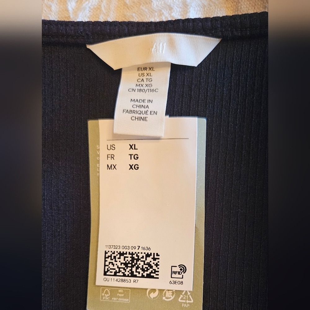 Women's Black RibberLong Sleeve Bodysuit Xl - Picture 2 of 3